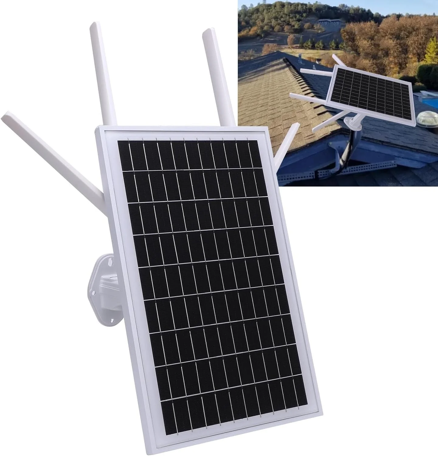 مودم روتر 4G LTE خورشیدی GOWENIC، روتر وای فای بی سیم با پنل خورشیدی 15 واتی و IP66، برای دوربین مداربسته RV، پخش زنده در فضای باز، کار از راه دور (EU)