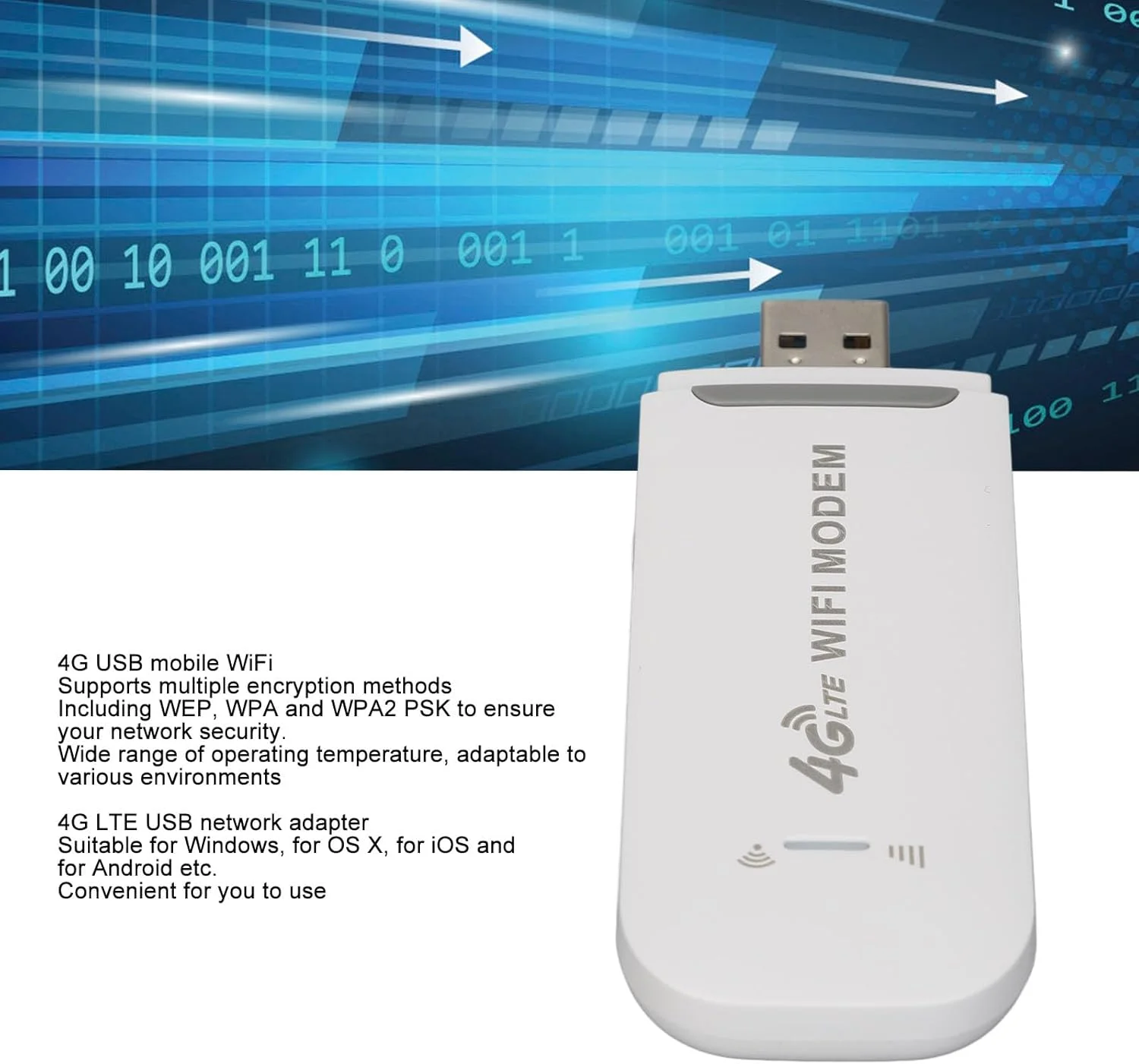 مودم وای فای USB 4G LTE، پشتیبانی از 8 کاربر با سرعت بالا 4G، هات اسپات شبکه جیبی وای فای موبایل USB برای ویندوز و اندروید