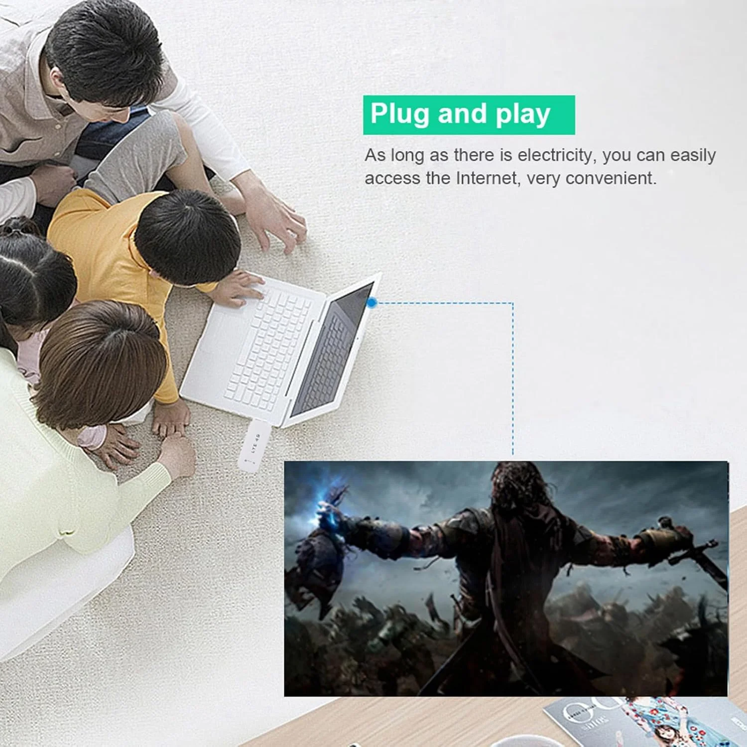 آداپتور شبکه بی‌سیم USB 4G LTE مدل Syrisora، روتر وای‌فای جیبی، مودم دانگل نقطه اتصال موبایل