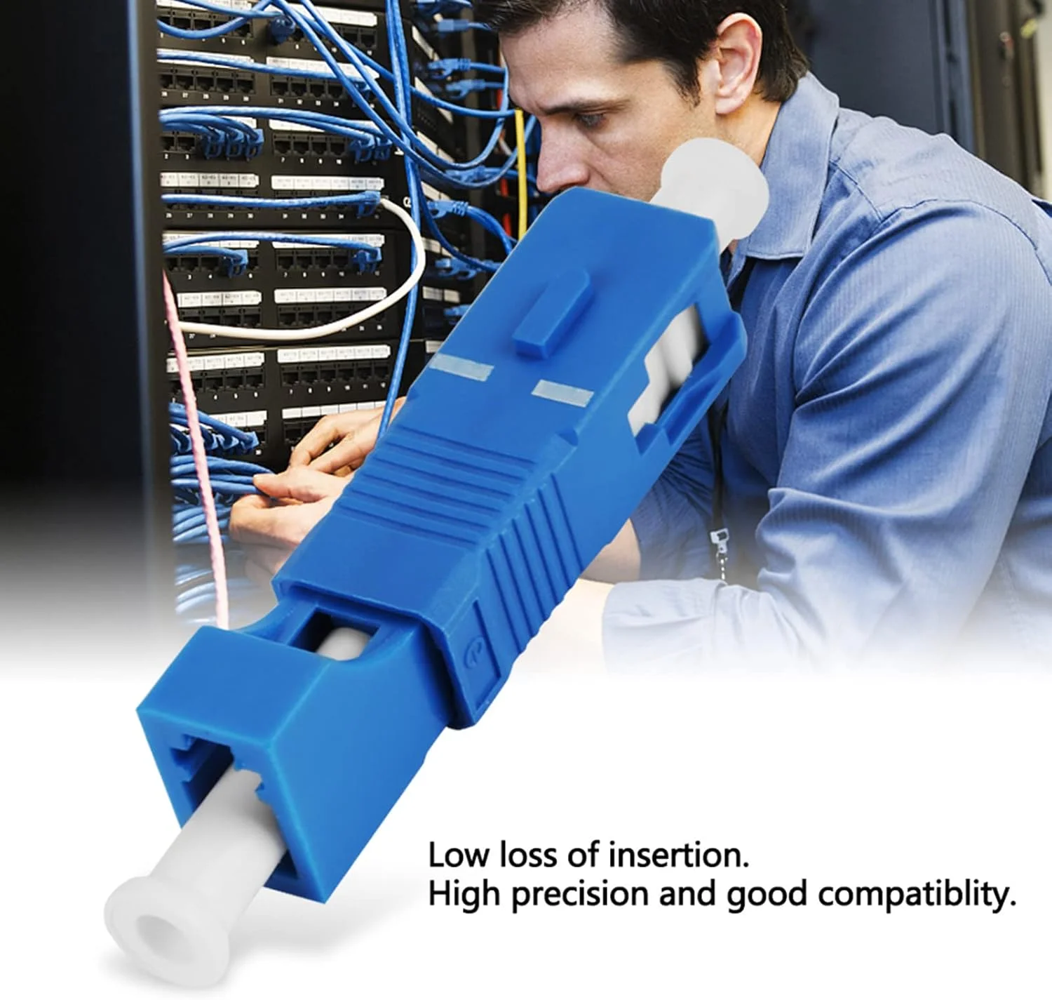 آداپتور فیبر نوری سینگل مود، تبدیل کننده نری SC به مادگی LC سینگل مود برای نگهداری شبکه نوری