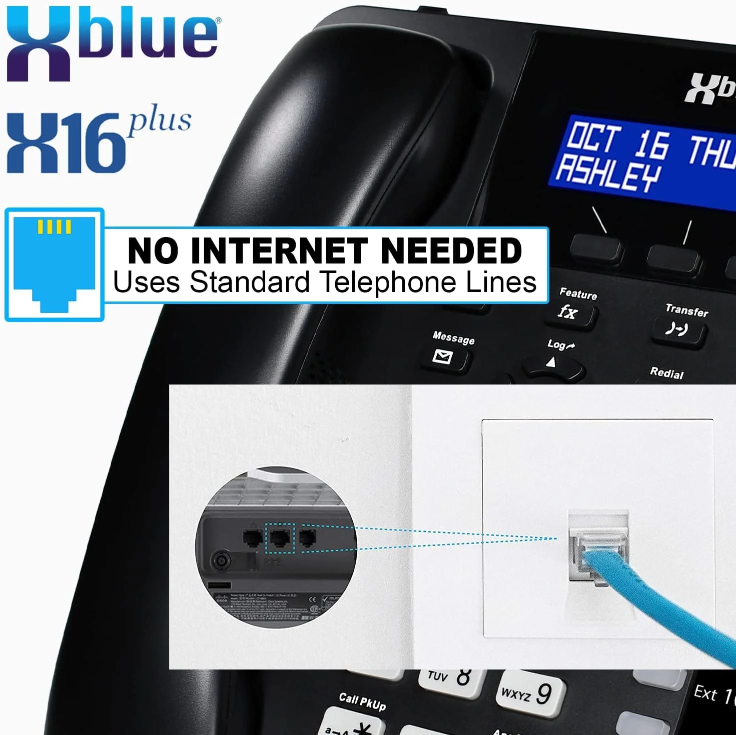 بسته سیستم تلفن کسب و کار کوچک XBLUE X16 Plus با (4) تلفن دیجیتال XD10 - ظرفیت (6) خط شهری و (16) تلفن دیجیتال - شامل اپراتور خودکار، پست صوتی، شناسه تماس گیرنده، پیجینگ و اینترکام