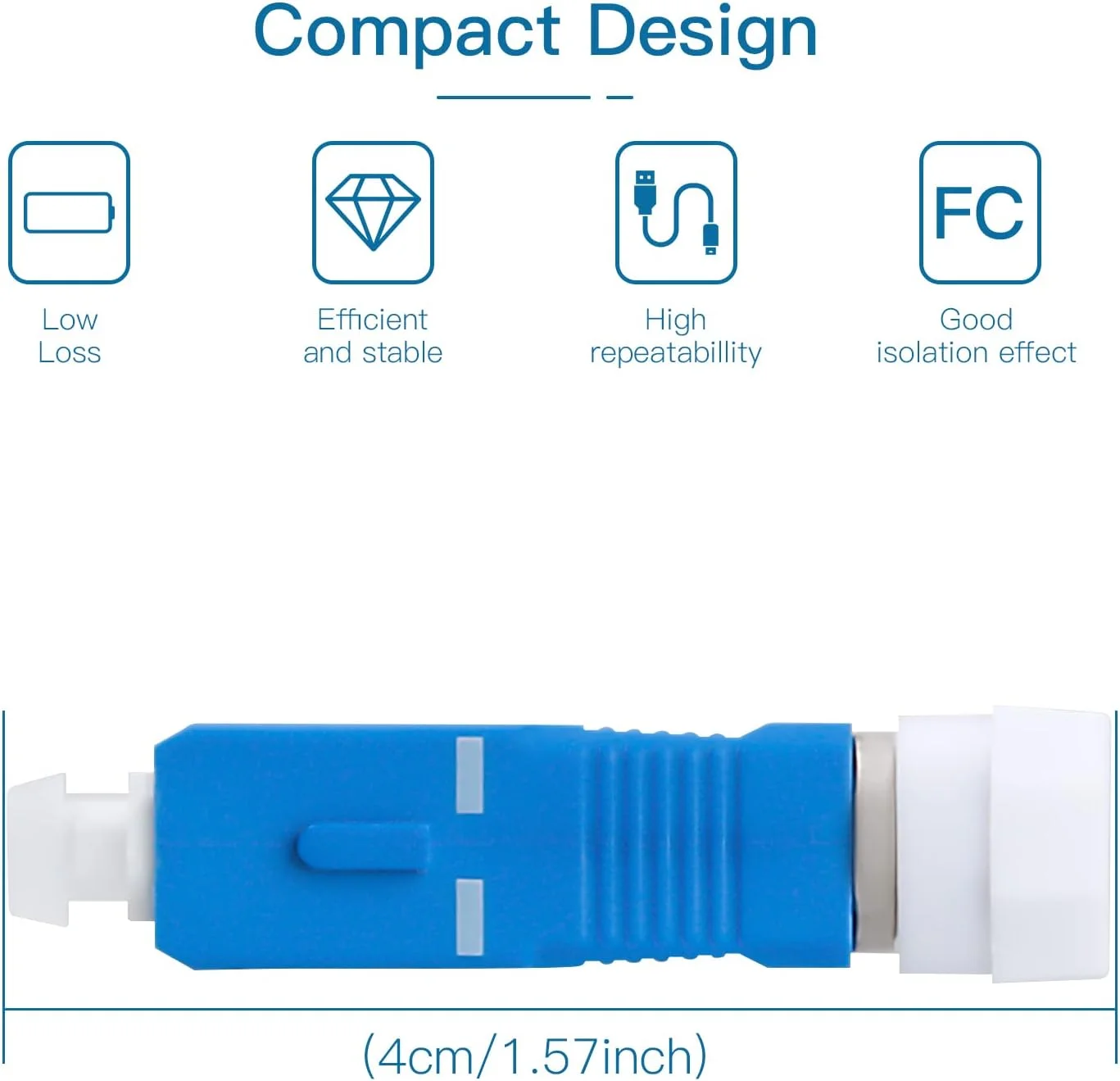 آداپتور فیبر نوری - تک حالته SC/UPC نر به FC/UPC ماده 9/125um، کانکتور فیبر نوری هیبریدی برای مکان یاب عیب بصری، 4 عدد