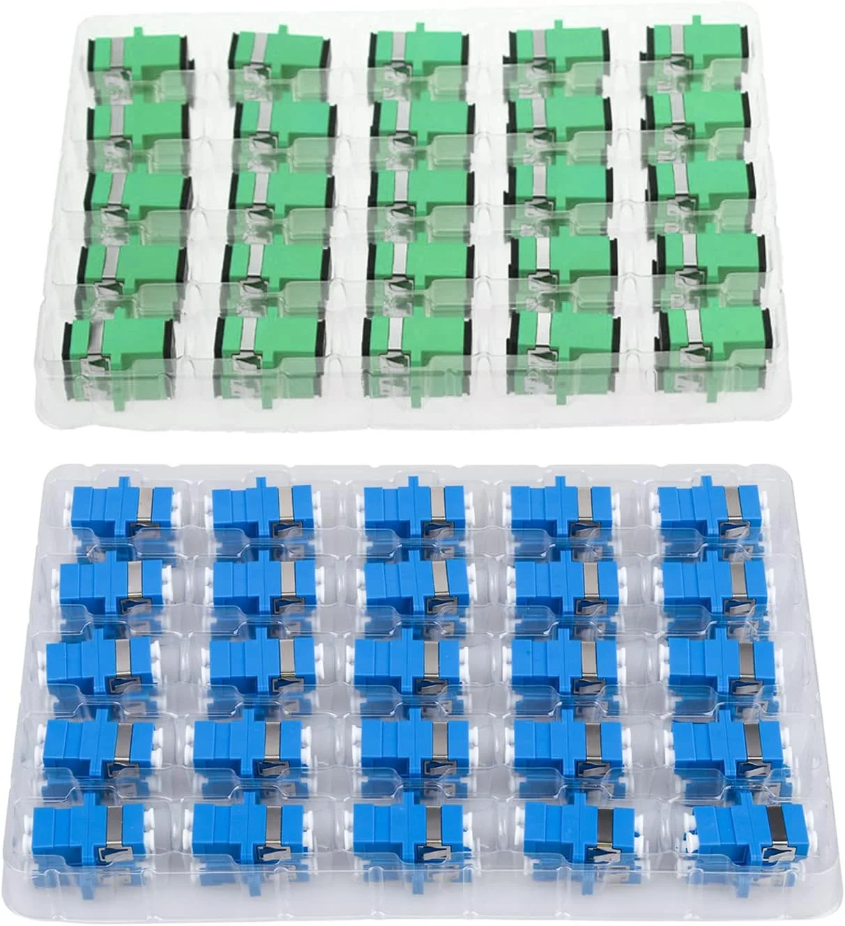 ۵۰ عدد کوپلر فیبر نوری سینگل مود LC دوبلکس و ۵۰ عدد آداپتور کابل فیبر نوری SC/APC