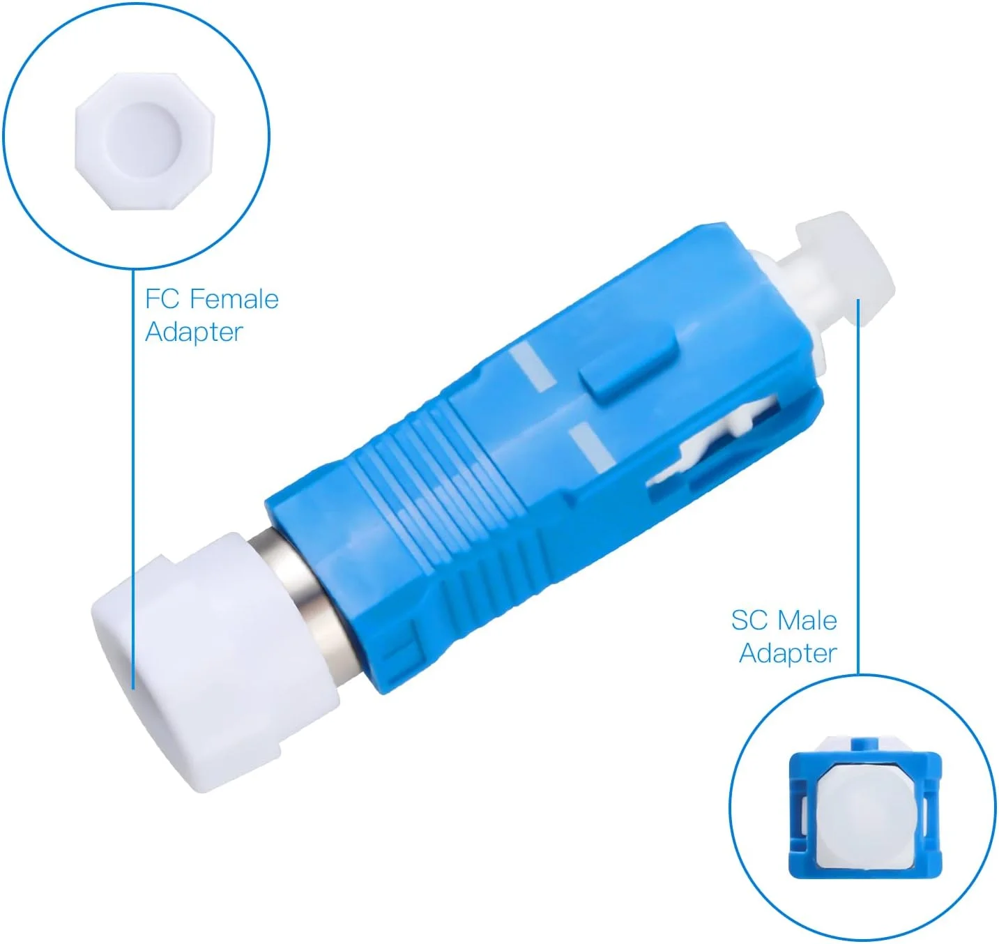 آداپتور فیبر نوری - تک حالته SC/UPC نر به FC/UPC ماده 9/125um، کانکتور فیبر نوری هیبریدی برای مکان یاب عیب بصری، 4 عدد
