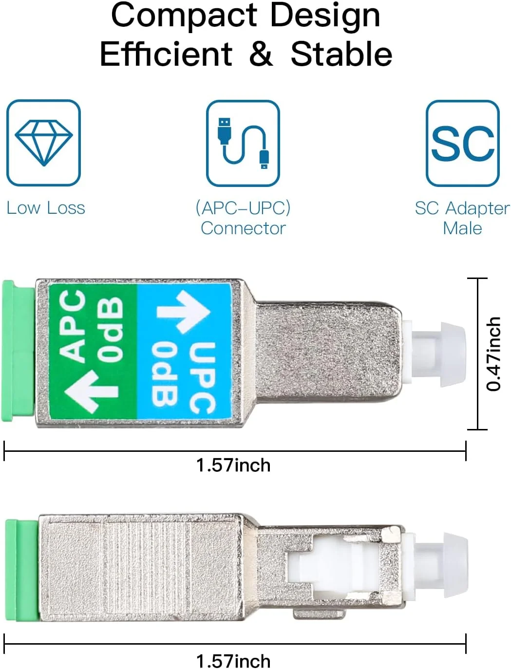 آداپتور فیبر نوری - SC/UPC نر به SC/APC ماده سینگل مود SM 9/125 کانورتور کوپلر اتصال فیبر نوری تک عددی