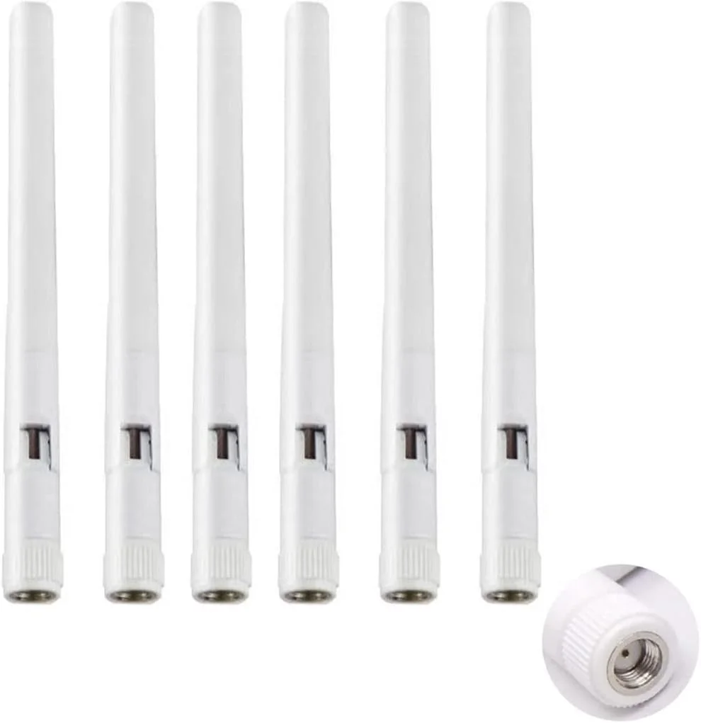 آنتن وای فای دو بانده 2.4 گیگاهرتز 5 گیگاهرتز 5.8 گیگاهرتز 3dBi MIMO RP-SMA نری برای روتر وای فای، تقویت کننده سیگنال، تکرار کننده، کارت شبکه بی سیم، آداپتور USB، دوربین مداربسته امنیتی IP، مانیتور نظارت تصویری - بسته 6 عددی