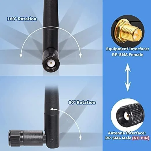 آنتن وای فای دو بانده EJOYS 2.4GHz 5GHz 5.8GHz 3dBi MIMO RP-SMA نر (بسته 4 عددی) برای روتر وای فای، کارت شبکه بی سیم، آداپتور USB، دوربین مداربسته امنیتی، مانیتور نظارت تصویری