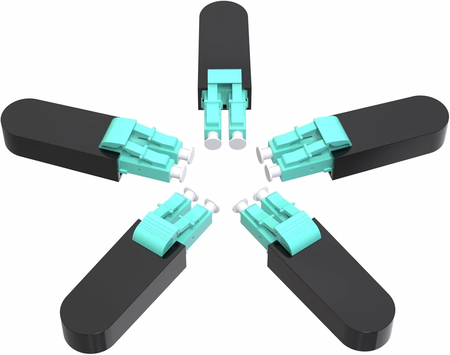 VANDESAIL بسته 5 عددی کانکتورهای تست لوپ‌بک فیبر نوری LC، آداپتور لوپ‌بک فیبر نوری LC/UPC دوبلکس - کابل تست فیبر نوری OM3&OM4 50/125 برای کاربردهای تست