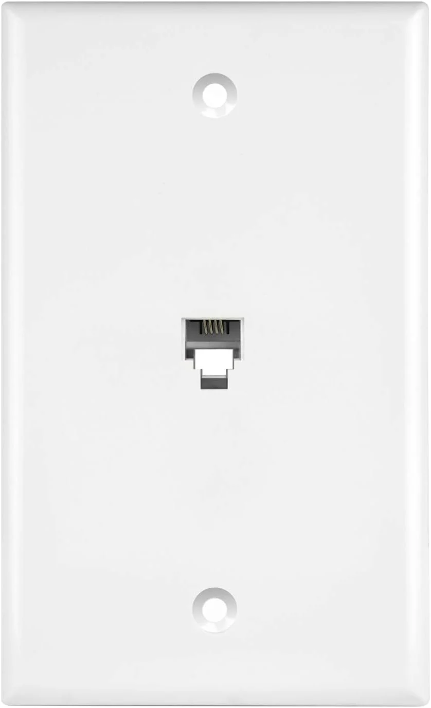 صفحه دیواری جک تلفن ENERLITES RJ11، برای سیستم های تلفن ISDN/VoIP/LAN/PBX، 6P4C یا 6P6C (پشتیبانی از 2 خط)، 1-Gang 4.50" x 2.76"، سفید 1 عدد سفید 6611-W 1