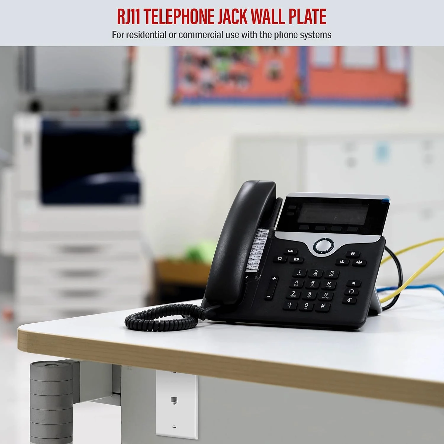 صفحه دیواری جک تلفن ENERLITES RJ11، برای سیستم های تلفن ISDN/VoIP/LAN/PBX، 6P4C یا 6P6C (پشتیبانی از 2 خط)، 1-Gang 4.50" x 2.76"، سفید 1 عدد سفید 6611-W 1