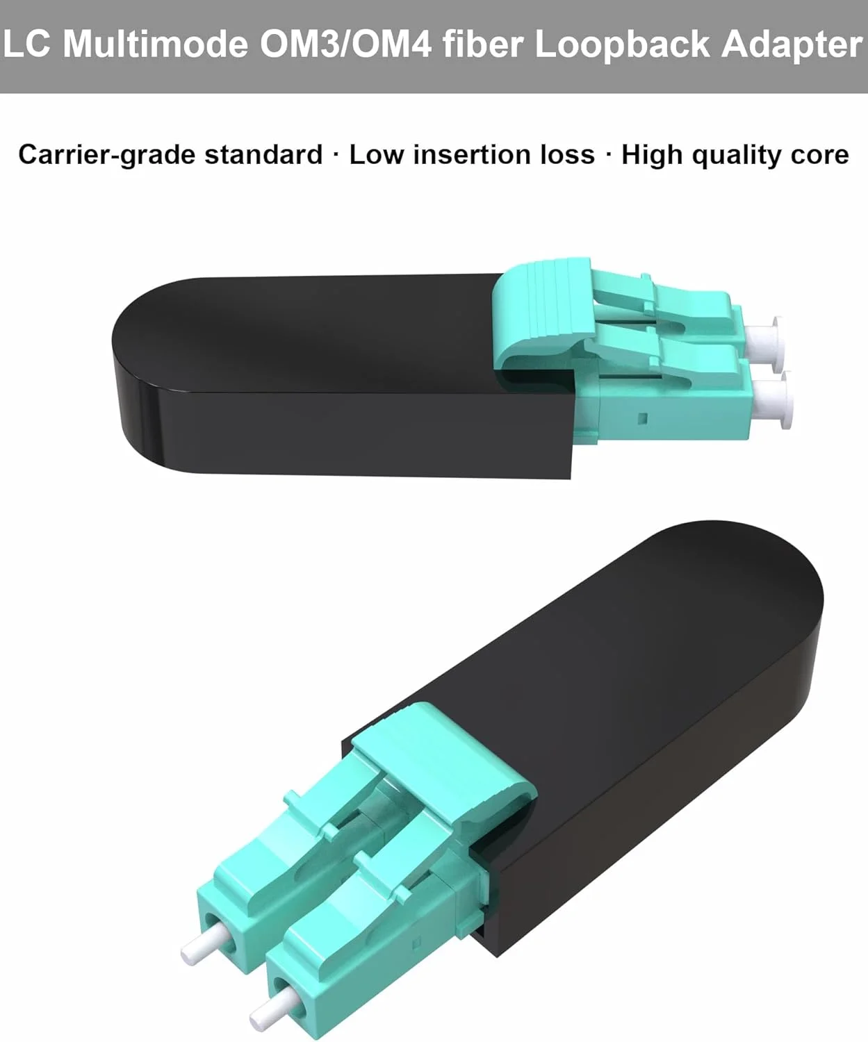 VANDESAIL بسته 5 عددی کانکتورهای تست لوپ‌بک فیبر نوری LC، آداپتور لوپ‌بک فیبر نوری LC/UPC دوبلکس - کابل تست فیبر نوری OM3&OM4 50/125 برای کاربردهای تست