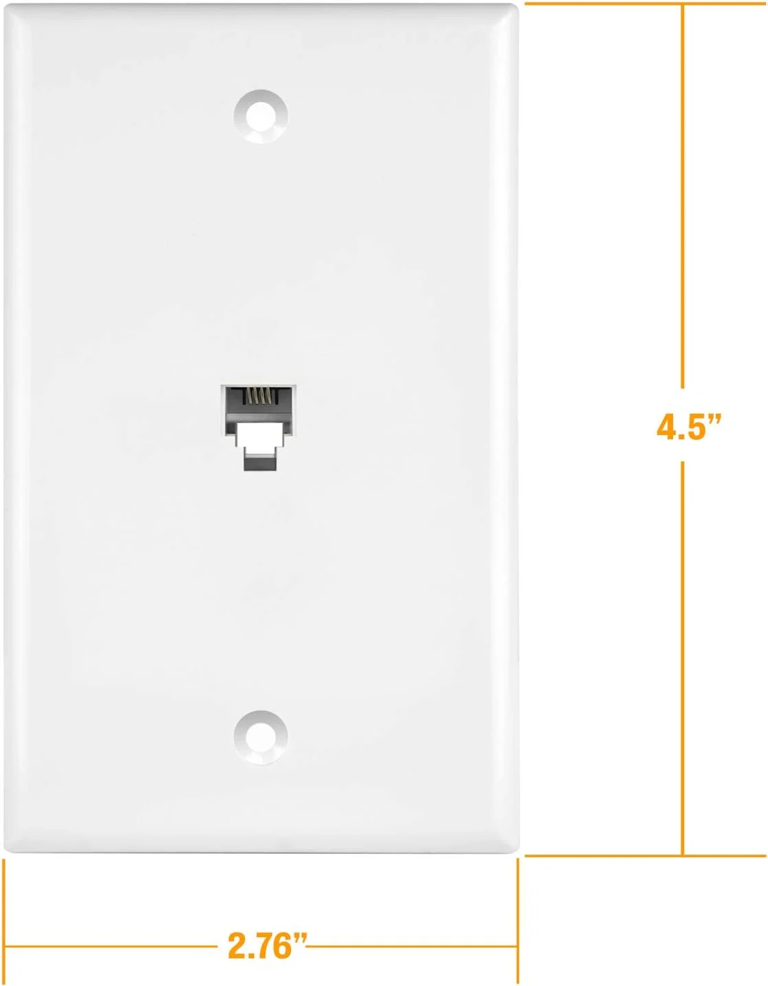 صفحه دیواری جک تلفن ENERLITES RJ11، برای سیستم های تلفن ISDN/VoIP/LAN/PBX، 6P4C یا 6P6C (پشتیبانی از 2 خط)، 1-Gang 4.50" x 2.76"، سفید 1 عدد سفید 6611-W 1