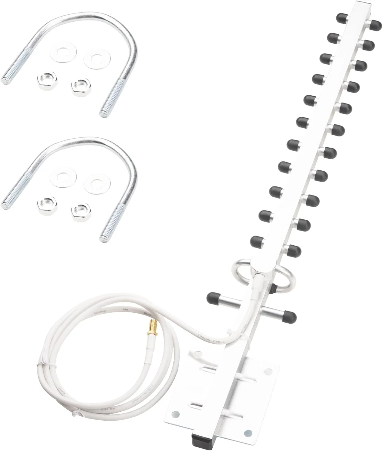 آنتن یاگی وای فای دو بانده BOOBRIE 2.4G/5.8G 8dBi آنتن بیرونی جهت دار با بهره بالا کانکتور مادگی RP-SMA کابل 4.92Ft RG58 آنتن یاگی وای فای 13 واحدی برای تقویت کننده سیگنال وای فای کارت شبکه روتر