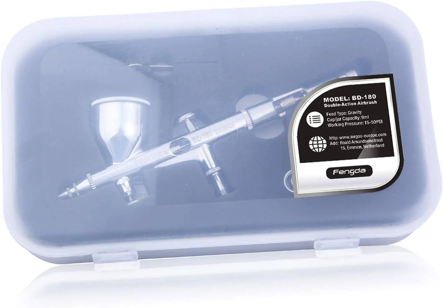 ایربراش گرانشی دوال اکشن فنگدا FE-180/BD-180 با کنترل جزئیات بالا، نازل 0.2 میلیمتری، مخزن مایع قیفی 9 میلیلیتری، شیر کنترل هوا ایربراش گرانشی دوال اکشن فنگدا FE-180/BD-180 با کنترل جزئیات بالا، نازل 0.2 میلیمتری، مخزن مایع قیفی 9 میلیلیتری، شیر کنترل هوا