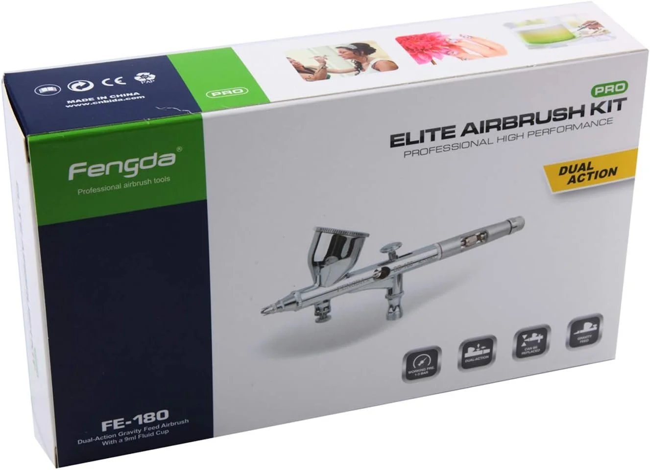 ایربراش گرانشی دوال اکشن فنگدا FE-180/BD-180 با کنترل جزئیات بالا، نازل 0.2 میلیمتری، مخزن مایع قیفی 9 میلیلیتری، شیر کنترل هوا ایربراش گرانشی دوال اکشن فنگدا FE-180/BD-180 با کنترل جزئیات بالا، نازل 0.2 میلیمتری، مخزن مایع قیفی 9 میلیلیتری، شیر کنترل هوا