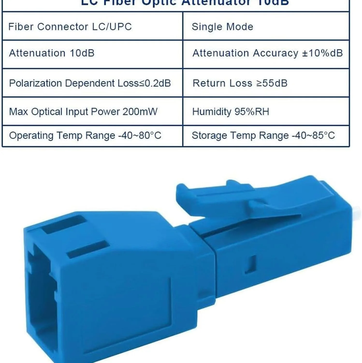 آداپتور فیبر نوری 10 عددی 10dB نر به ماده LC UPC، آداپتور فیبر یاب بصری، آداپتور تبدیل فیبر نوری هیبریدی برای آداپتور کوپلر فیبر نوری UPC