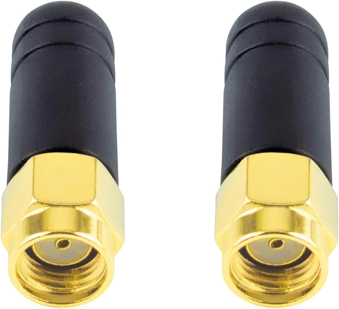 آنتن وای فای کوچک BOOBRIE 2.4GHz، RP SMA نری (سوراخ)، روکش لاستیکی کوچک 3 سانتی متری، تقویت کننده سیگنال هوایی همه جهته، دریافت شبکه آداپتور برای روتر بی سیم وای فای، بسته 2 عددی