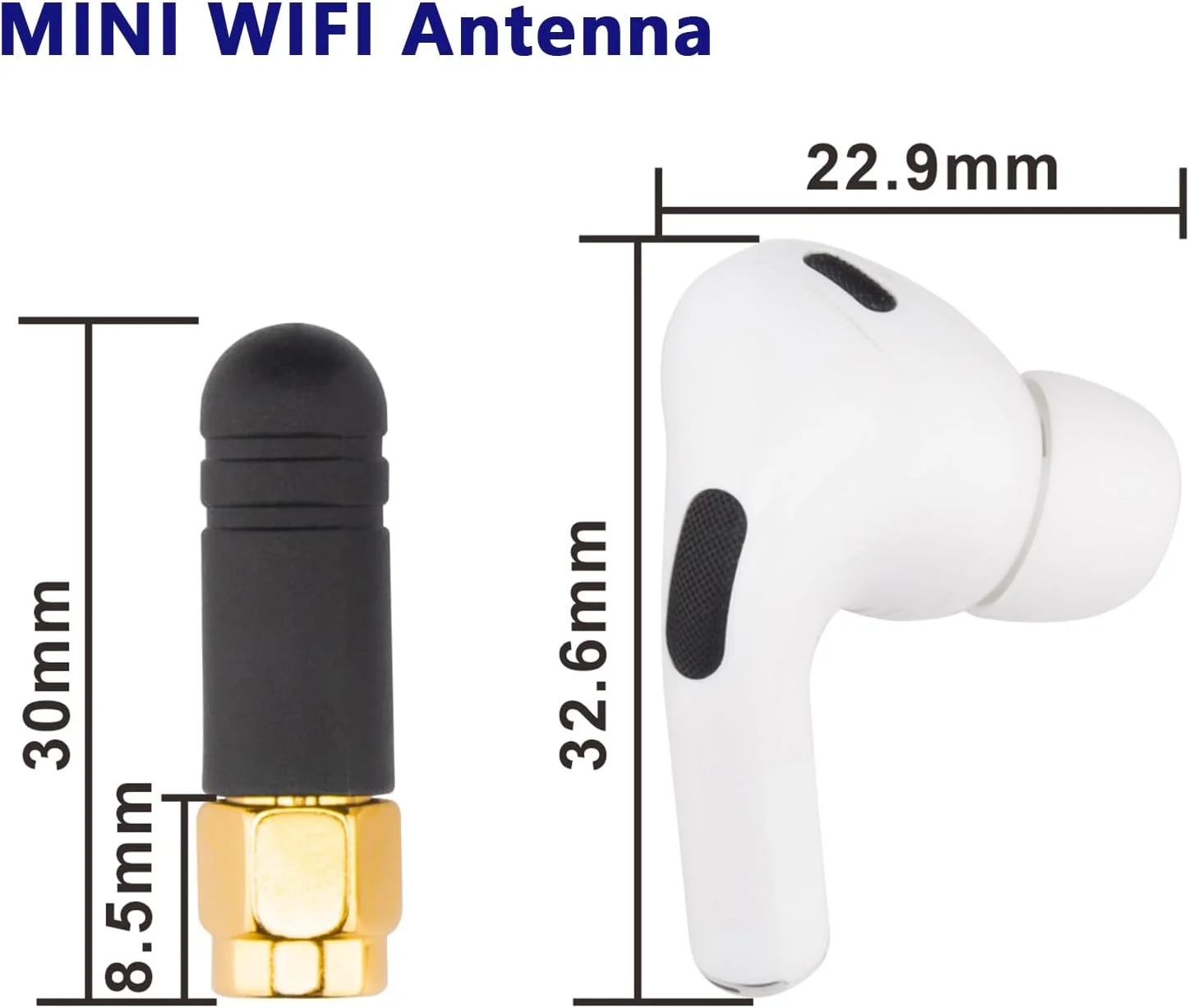 آنتن وای فای کوچک BOOBRIE 2.4GHz، RP SMA نری (سوراخ)، روکش لاستیکی کوچک 3 سانتی متری، تقویت کننده سیگنال هوایی همه جهته، دریافت شبکه آداپتور برای روتر بی سیم وای فای، بسته 2 عددی