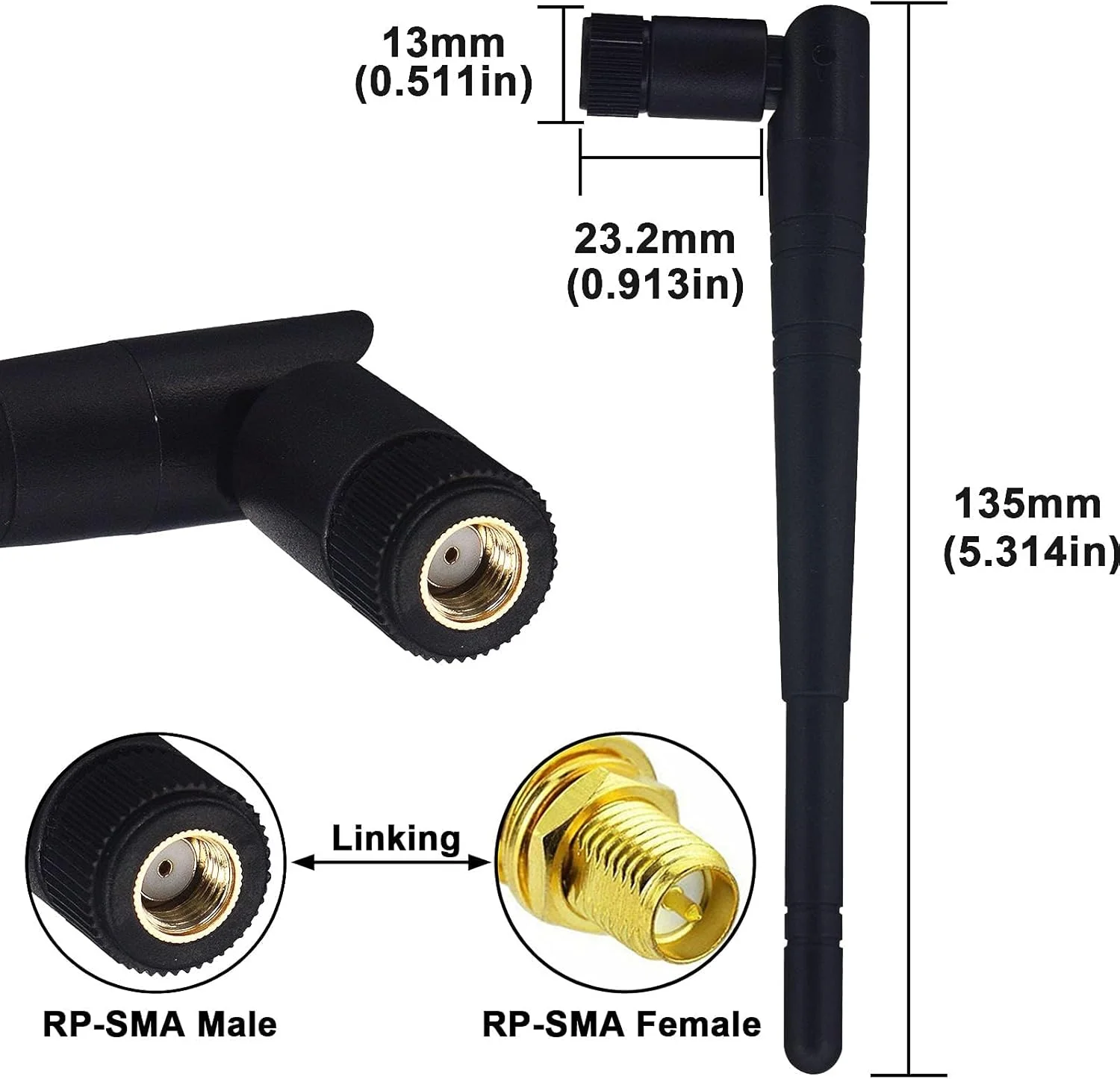 آنتن وای فای دو بانده BOOBRIE مدل 8dbi، 2.4G 5g 5.8G RP SMA نر/SMA نر، تقویت کننده آنتن جهانی روتر WLAN