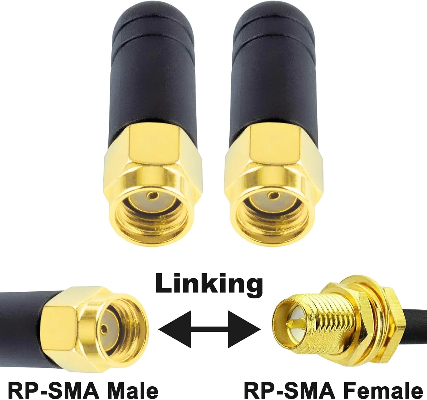 آنتن وای فای کوچک BOOBRIE 2.4GHz، RP SMA نری (سوراخ)، روکش لاستیکی کوچک 3 سانتی متری، تقویت کننده سیگنال هوایی همه جهته، دریافت شبکه آداپتور برای روتر بی سیم وای فای، بسته 2 عددی