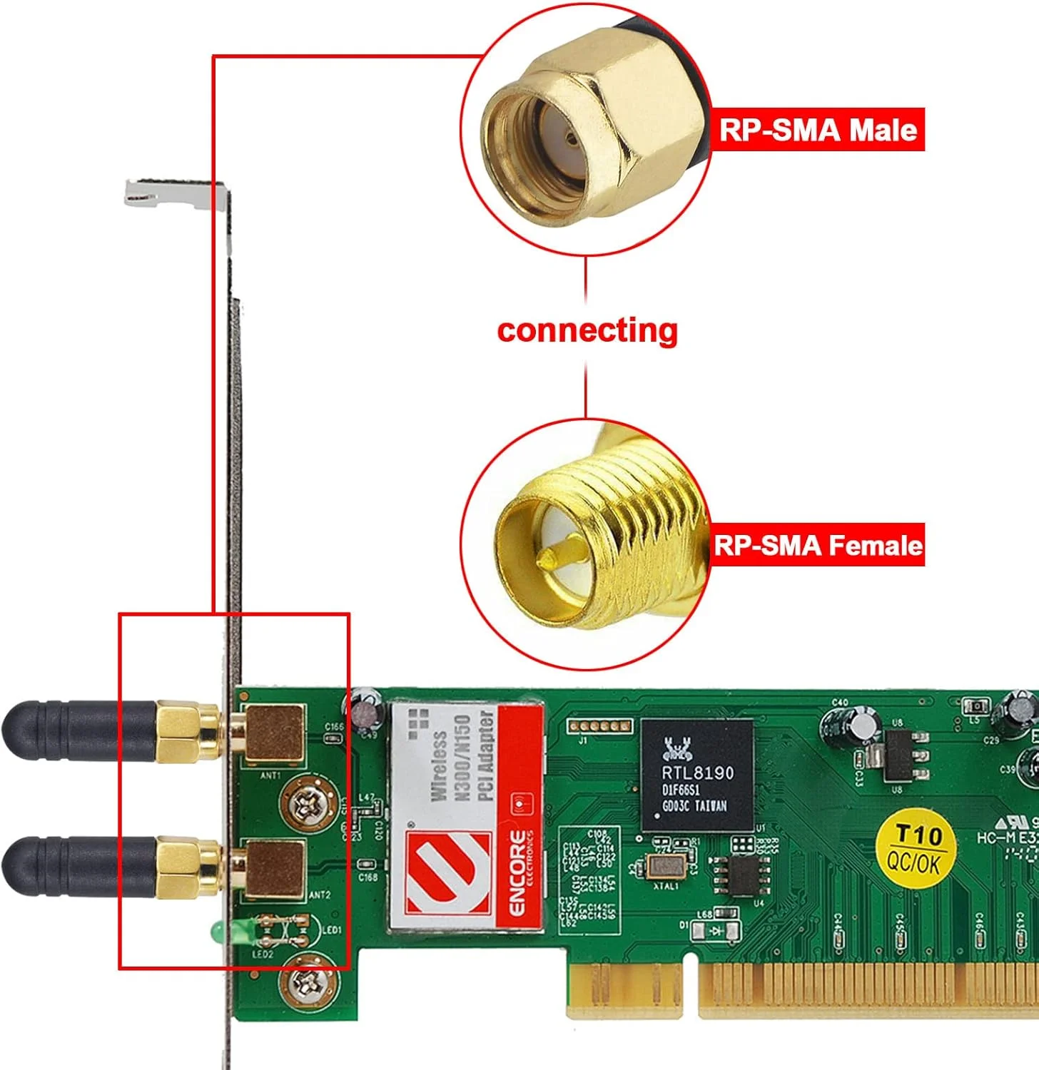 آنتن وای فای کوچک BOOBRIE 2.4GHz، RP SMA نری (سوراخ)، روکش لاستیکی کوچک 3 سانتی متری، تقویت کننده سیگنال هوایی همه جهته، دریافت شبکه آداپتور برای روتر بی سیم وای فای، بسته 2 عددی