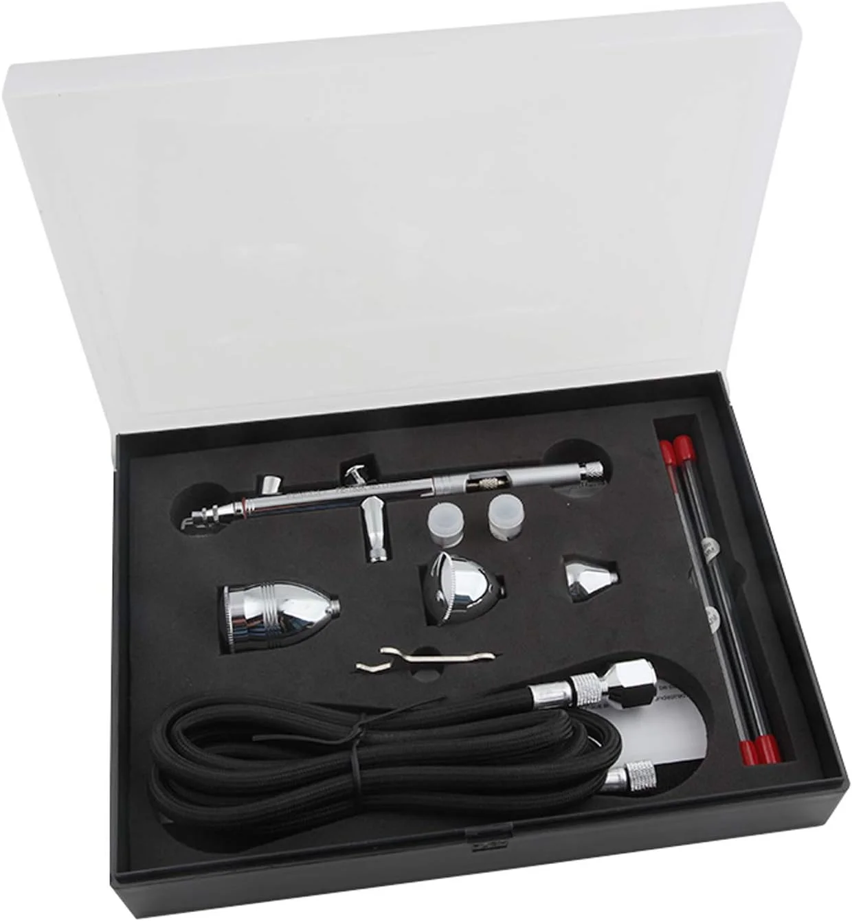 ست ایربراش حرفه ای دو منظوره Fengda FE-183K با قابلیت تغذیه ثقلی، دارای 3 سایز مخزن و 3 نازل (0.3، 0.5 و 0.8 میلی متر) ست ایربراش حرفه ای دو منظوره Fengda FE-183K با قابلیت تغذیه ثقلی، دارای 3 سایز مخزن و 3 نازل (0.3، 0.5 و 0.8 میلی متر)