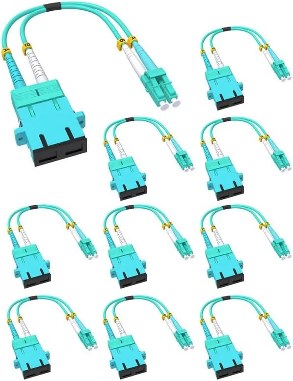 کابل آداپتور فیبر نوری SC به LC چند حالته، SC مادگی به LC نری 40GB OM4 OM3 50/125µm مبدل کوپلر هیبریدی برای شبکه 30 سانتی متر (1 فوت)