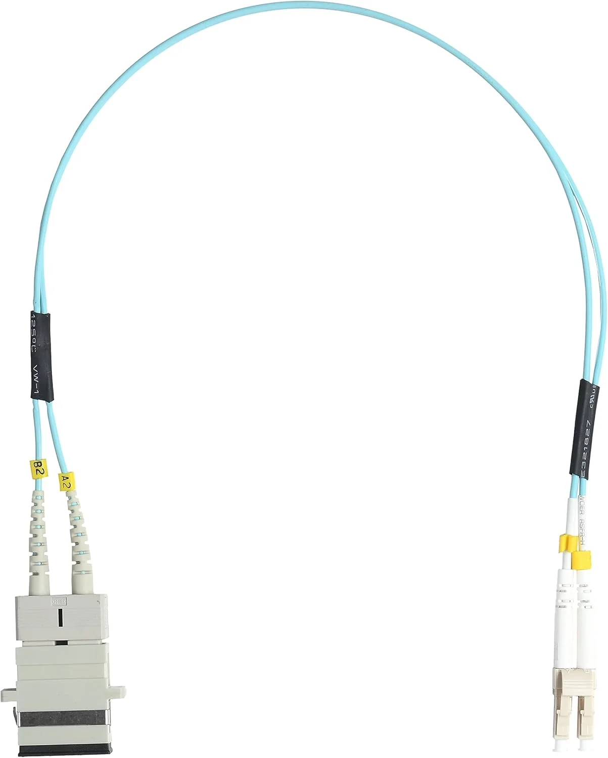 کابل آداپتور فیبر نوری LC به SC یک فوتی، چند حالته OM3 50/125um دوبلکس، کابل آداپتور فیبر LC نر به SC مادگی - 0.3 متر (1 فوت)
