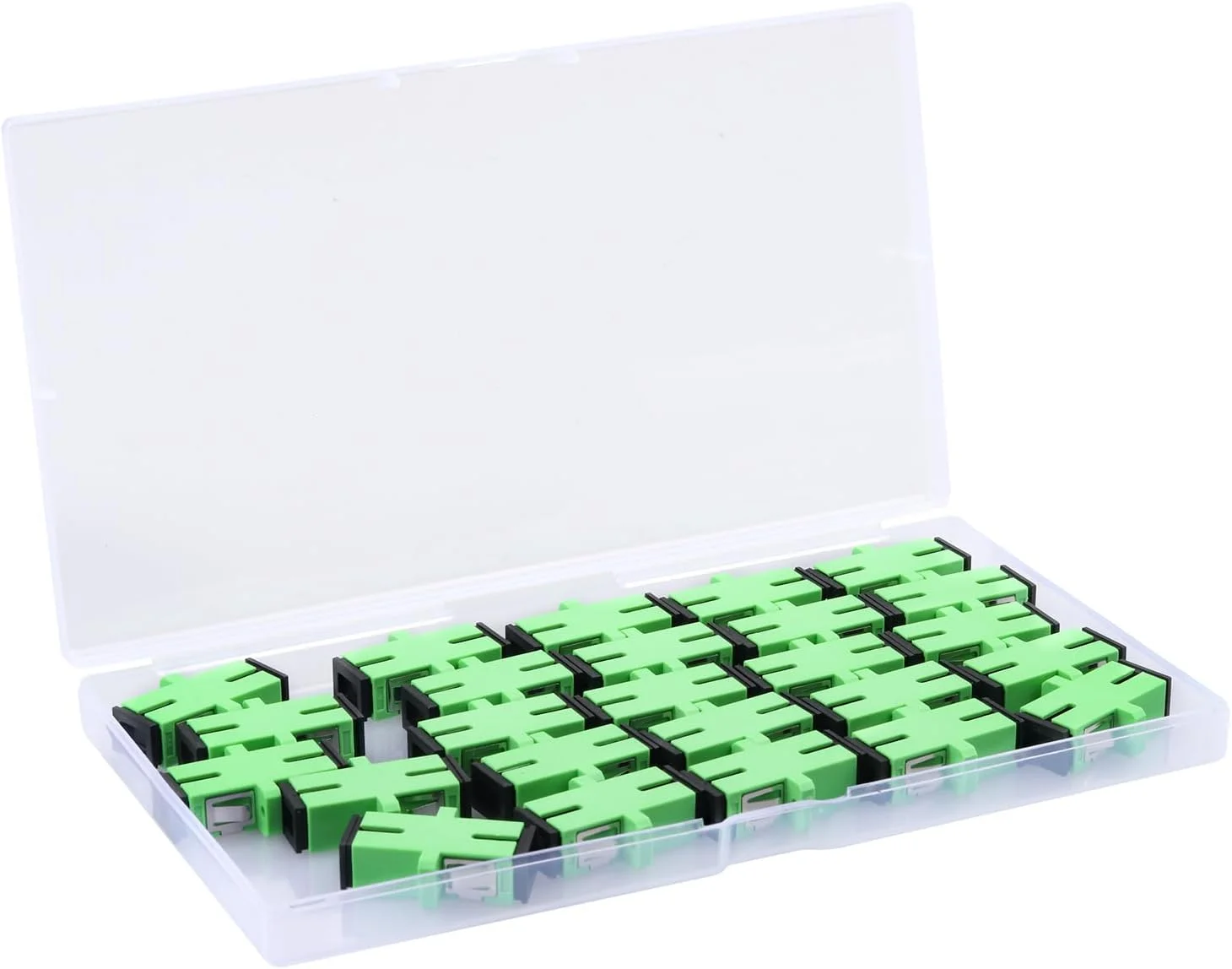 25 عدد کوپلر فیبر نوری SC سینگل مود سبز، آداپتور فیبر نوری SC مادگی به SC مادگی APC سیمپلکس سینگل مود، آداپتور اتصال دهنده اینترنت شبکه با پنل نصب