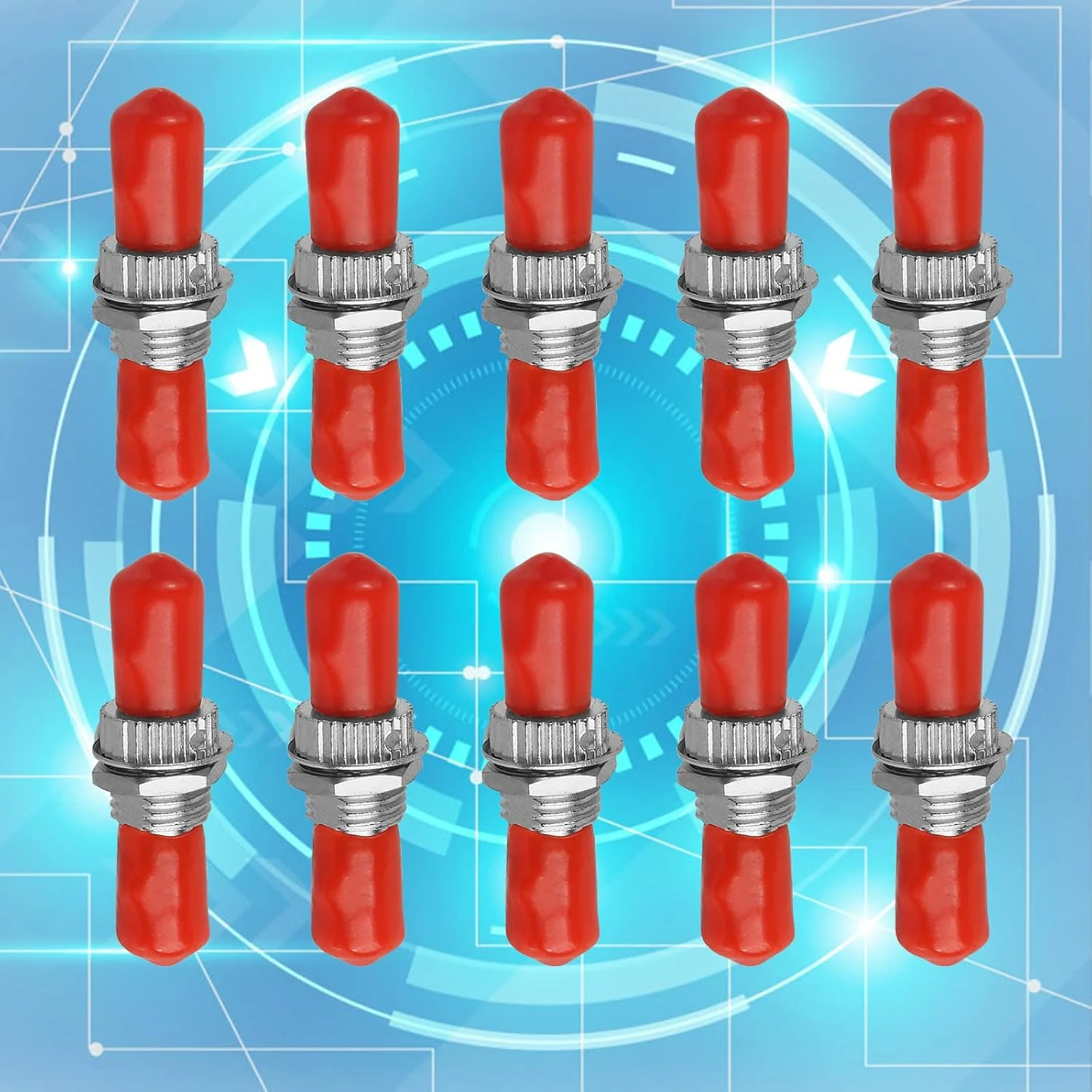 ۱۰ عدد آداپتور کوپلر فیبر نوری ST به ST برای توسعه کابل های سینگل مود ST، آداپتورهای ST تمیز و آماده استفاده - اتصالات SM SX ST