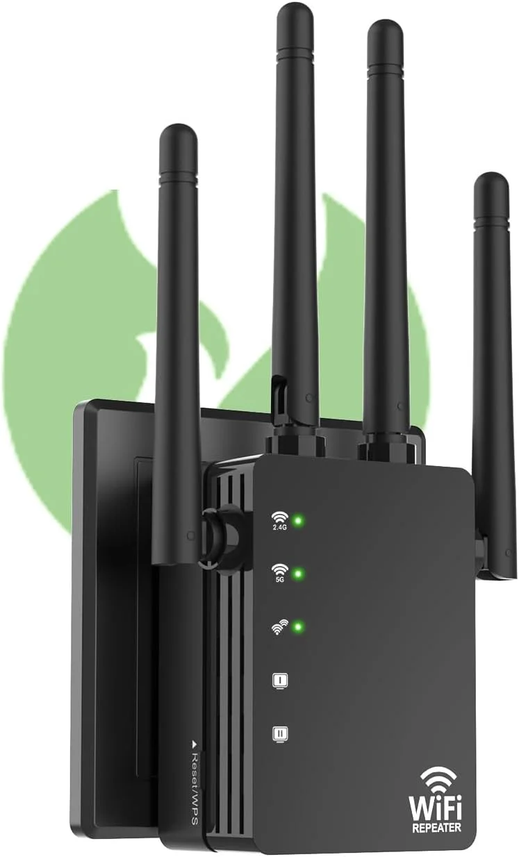 تقویت کننده سیگنال وای فای برای منزل، توسعه دهنده وای فای، برد بلند تا 12880 فوت مربع و 105 دستگاه، تقویت کننده وای فای توسعه دهنده اینترنت، تکرار کننده وای فای با پورت اترنت، تقویت کننده سیگنال (مشکی)