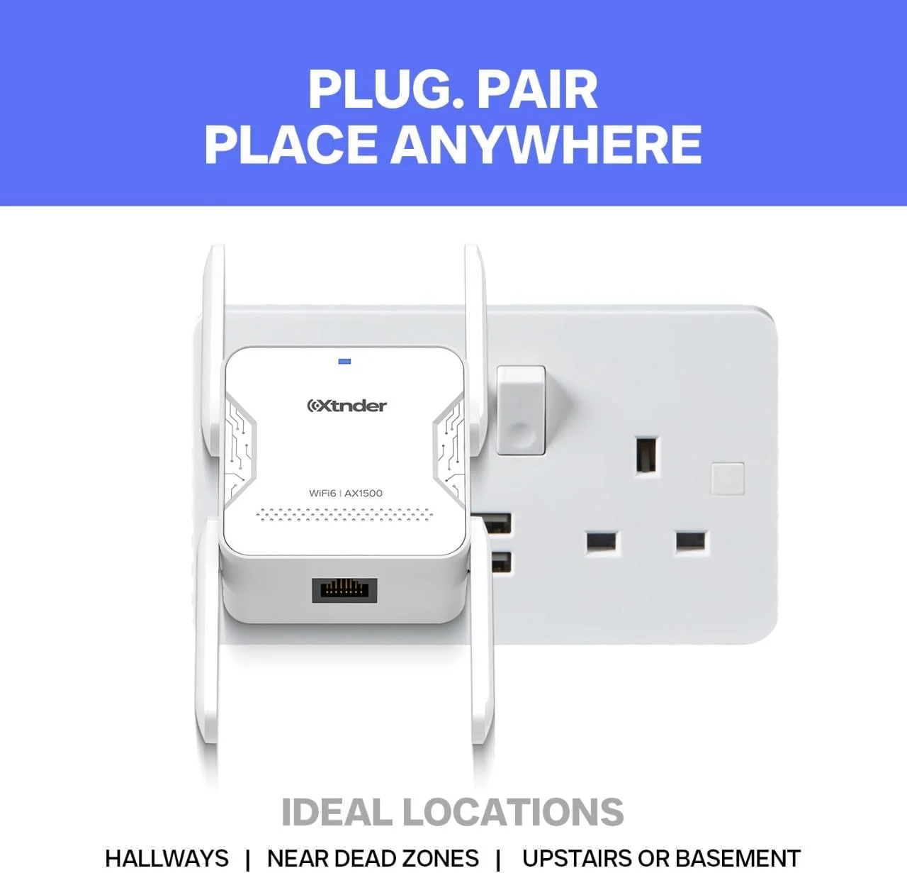 تقویت کننده سیگنال وای فای AX1500 مدل 2025 با برد بلند، پوشش 13000 فوت مربع و بیش از 100 دستگاه، تقویت کننده وای فای دو بانده 1500 مگابیت بر ثانیه 5.8 گیگاهرتز و 2.4 گیگاهرتز با پورت اترنت، بدون نقاط کور و تاخیر، تقویت کننده وای فای امن