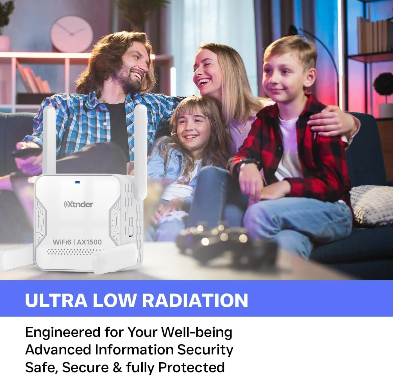 تقویت کننده سیگنال وای فای AX1500 مدل 2025 با برد بلند، پوشش 13000 فوت مربع و بیش از 100 دستگاه، تقویت کننده وای فای دو بانده 1500 مگابیت بر ثانیه 5.8 گیگاهرتز و 2.4 گیگاهرتز با پورت اترنت، بدون نقاط کور و تاخیر، تقویت کننده وای فای امن