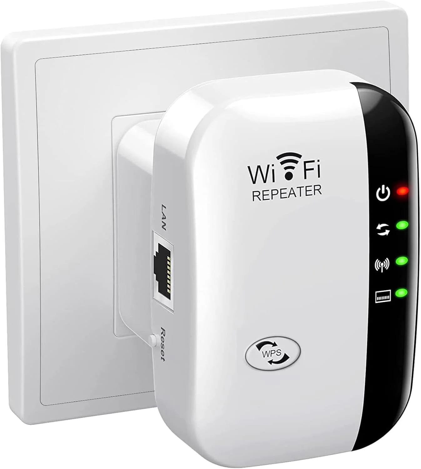 تقویت کننده WiFi، توسعه دهنده WiFi، تکرار کننده WiFi، پوشش تا 280 متر مربع، تقویت کننده اینترنت - با پورت اترنت، راه اندازی سریع، تقویت کننده سیگنال بی سیم خانگی (سفید)