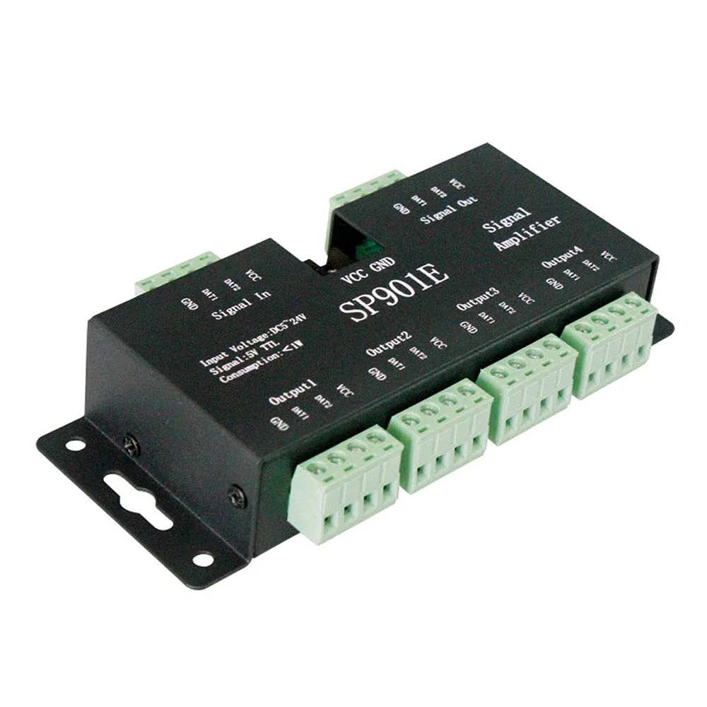 تکرار کننده تقویت کننده سیگنال SPI پیکسل LED مدل SP901E برای پنل ماتریس LED رنگی قابل برنامه ریزی TTL برای WS2811 WS2812B/2812X SK6812 SM16703 UCS1903 LPD6803 APA102 TM1903 GS8206