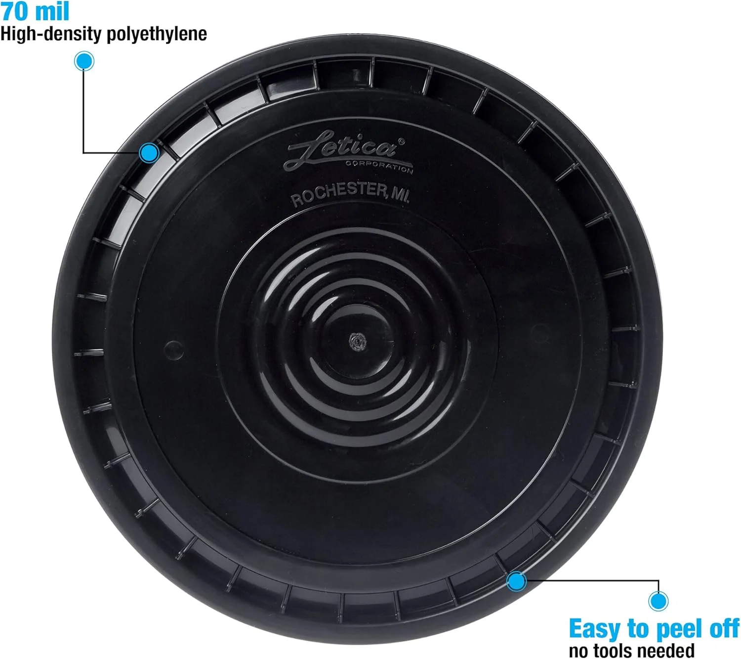 سطل ۵ گالنی ممتاز Hudson Exchange به همراه درب، HDPE، مشکی، بسته ۳ عددی