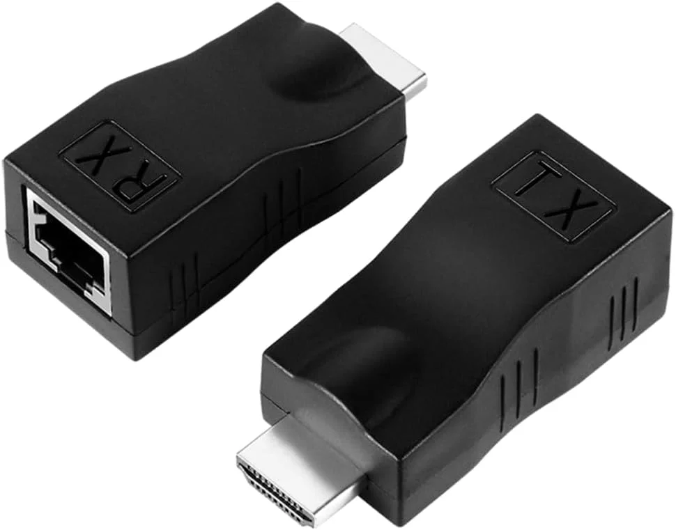 مبدل HDMI به RJ45 مدل JZK، دو عدد، تا 25 متر، مبدل کابل شبکه HDMI به اترنت Cat 5e/6 نر به ماده، آداپتور فرستنده گیرنده تکرار کننده برای HDTV، PS4، STB، DVD
