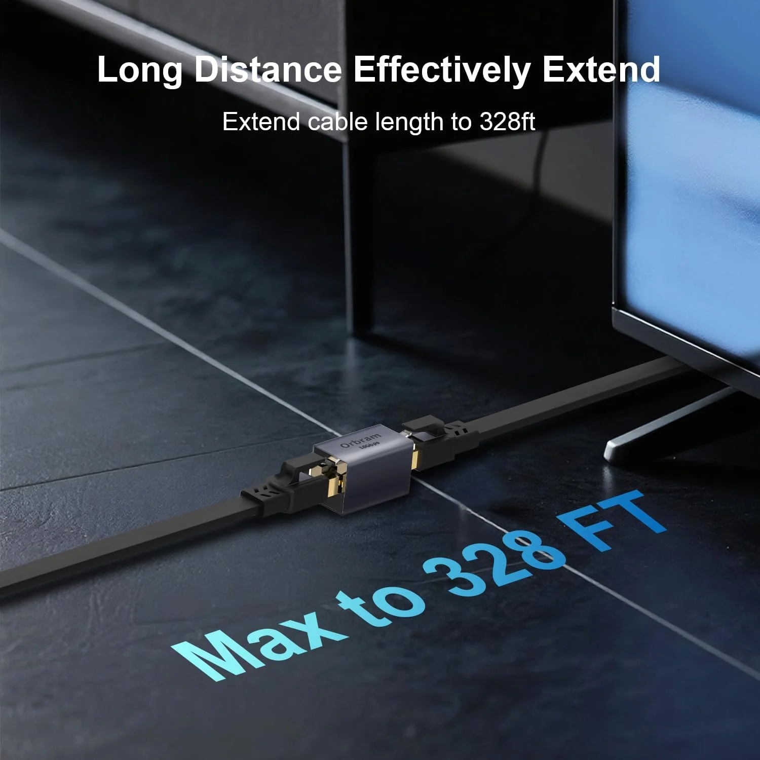 آداپتور افزایش دهنده طول کابل شبکه اترنت Orbram با سرعت 10 گیگابیت بر ثانیه، بسته 2 عددی کوپلر RJ45 برای کابل های Cat8/Cat7/Cat6/Cat5e/Cat5، اتصال از راه دور 100 متری، کانکتور مادگی به مادگی، بدنه آلیاژ آلومینیوم، خاکستری فضایی