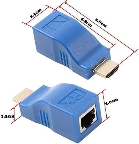 (2 عدد) توسعه دهنده HDMI پاور پرایم، تبدیل کننده توسعه دهنده کابل شبکه HDMI به RJ45 از طریق Cat 5e / 6 1080p تا 30 متر توسعه دهنده برای HDTV PS4 STB 4K 2K