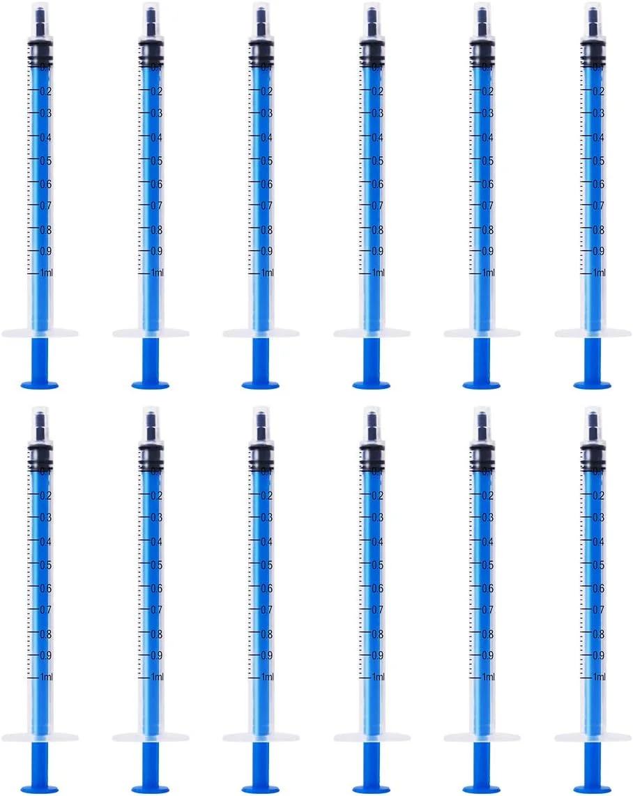 مجموعه ۱۲ عددی سرنگ پلاستیکی ۱ میلی لیتری RUIZHE با درجه بندی، بدون سوزن، مناسب برای پر کردن و اندازه گیری مایعات، تغذیه حیوانات خانگی، استفاده از روغن یا چسب...