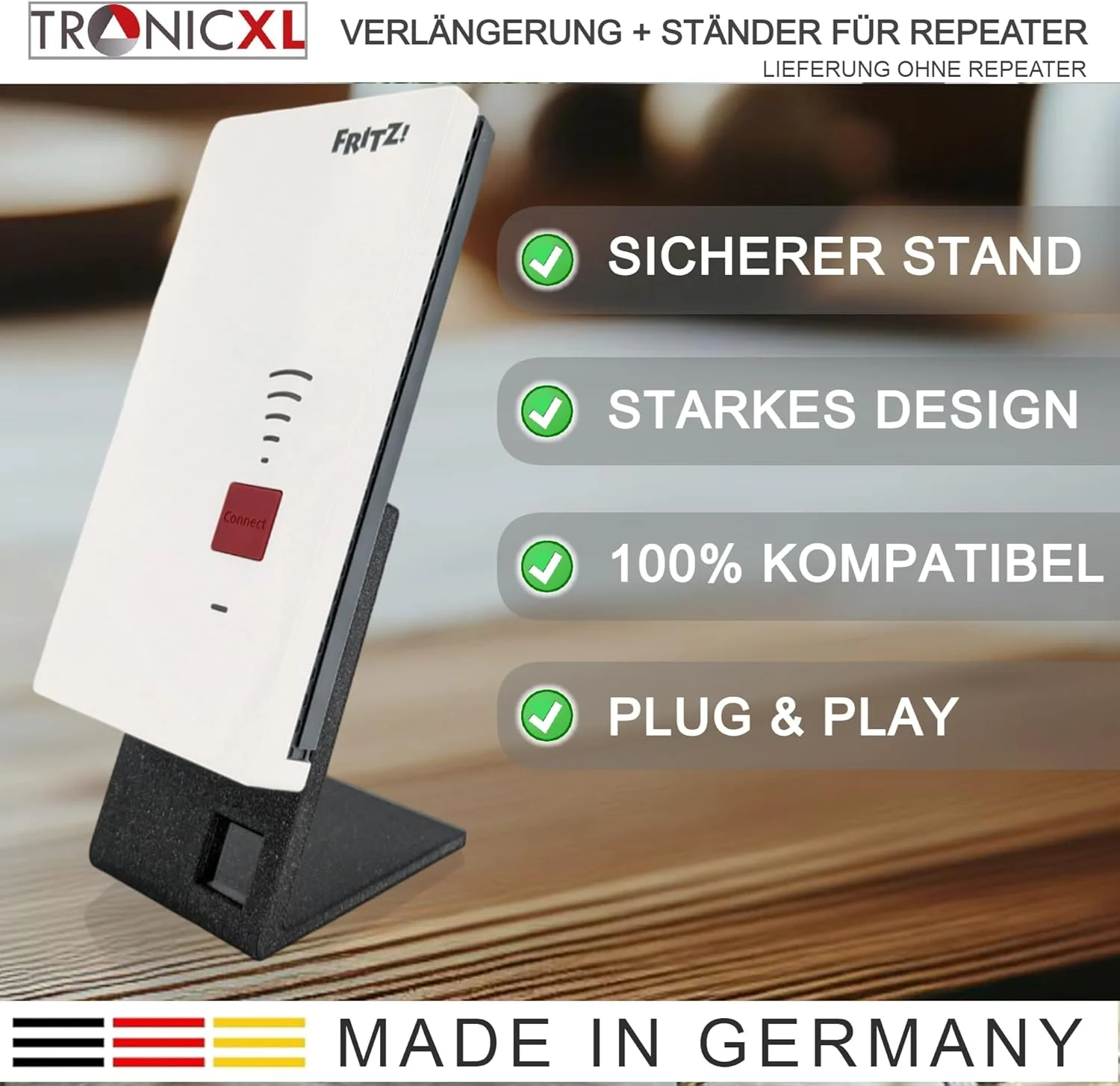 ترونیک XL کابل افزایش طول 3 متری + پایه نگهدارنده سازگار با تکرار کننده وای فای فریتز 600 1200 1750E 2400 AVM فریتز! پایه نگهدارنده 300 سانتی متری