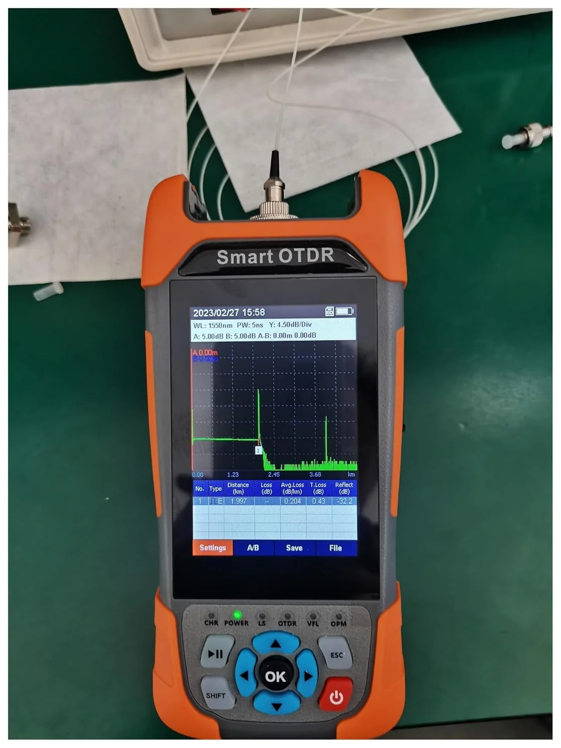 بازتاب‌سنج فیبر نوری MINI 1310/1550nm 24/22dB با صفحه لمسی، OLS، OPM، نقشه رویداد و تستر کابل اترنت (A)