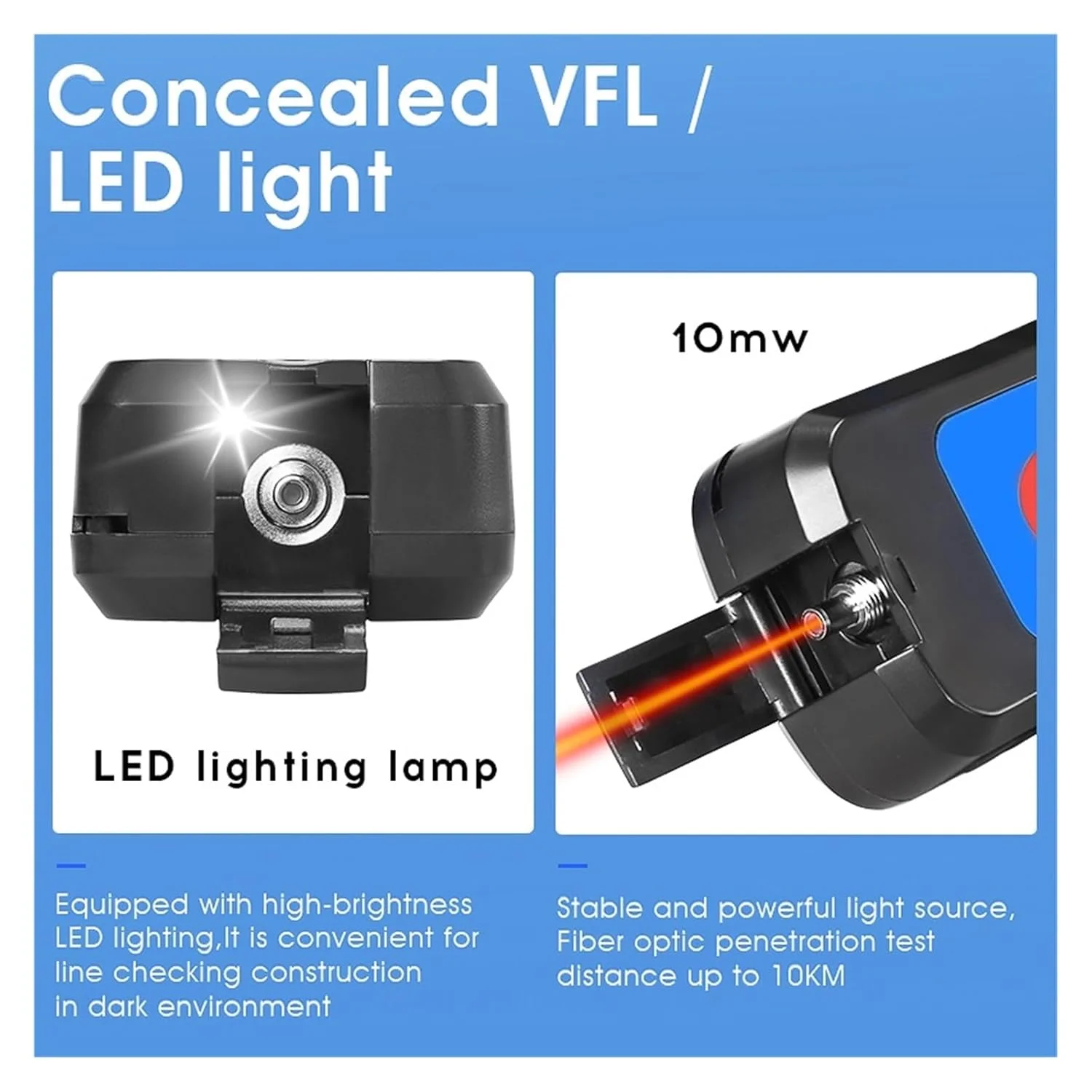 شناساگر فیبر نوری فعال، تست کننده کابل فیبر با نشانگر عیب یاب بصری 10 میلی واتی (40A)