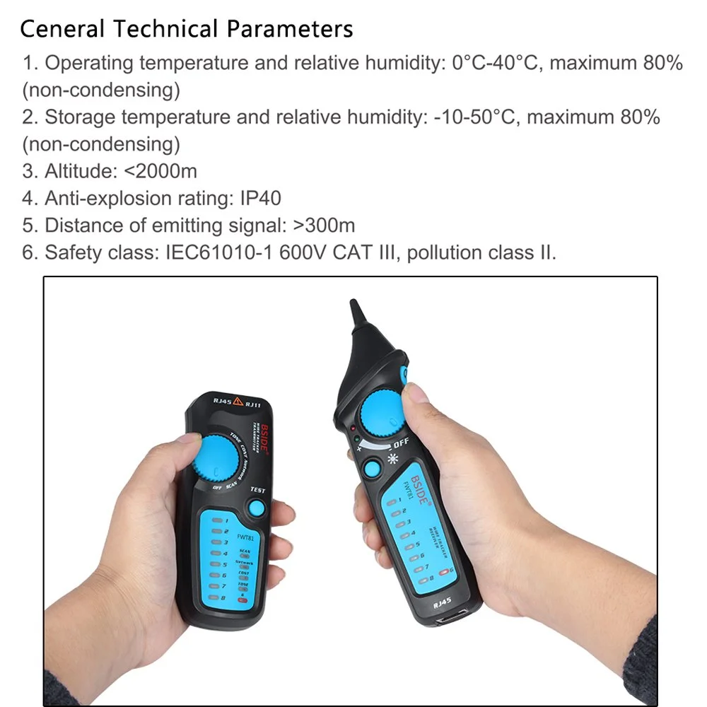 ردیاب کابل شبکه چند منظوره LCD مدل Andoer BSIDE، ردیاب سیم RJ11 RJ45 ردیاب کابل شبکه چند منظوره LCD مدل Andoer BSIDE، ردیاب سیم RJ11 RJ45