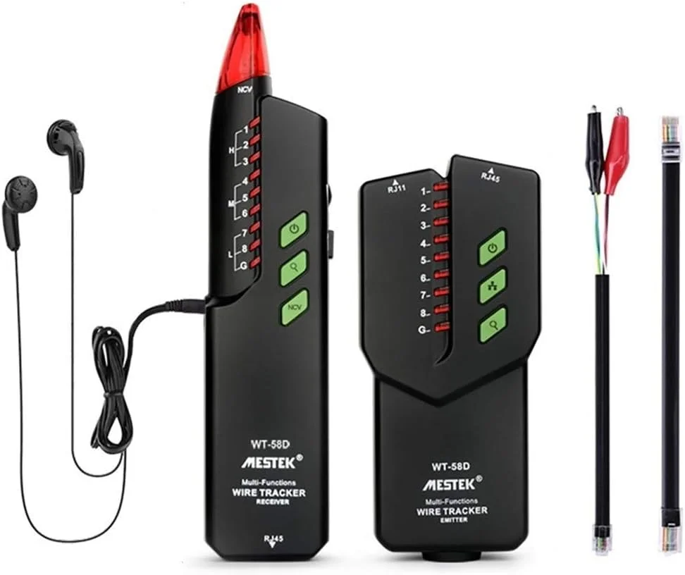 تستر دیجیتال آراست برای تست الکتریکی RJ11 RJ45، ردیاب سیم تلفن بدون تداخل، ردیاب کابل شبکه اترنت Lan، آشکارساز NVC، یابنده خط LEOWE