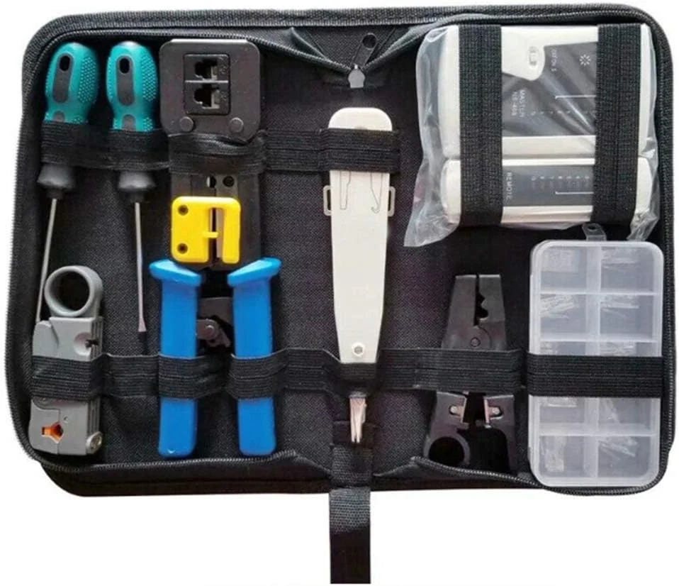 مجموعه ابزار تست شبکه 10 در 1 ARAST، کیت تعمیر ابزار شبکه قابل حمل تستر کابل شبکه، سیم لخت کن کابل LAN، انبر پرس، ابزار تعمیر خط LEOWE