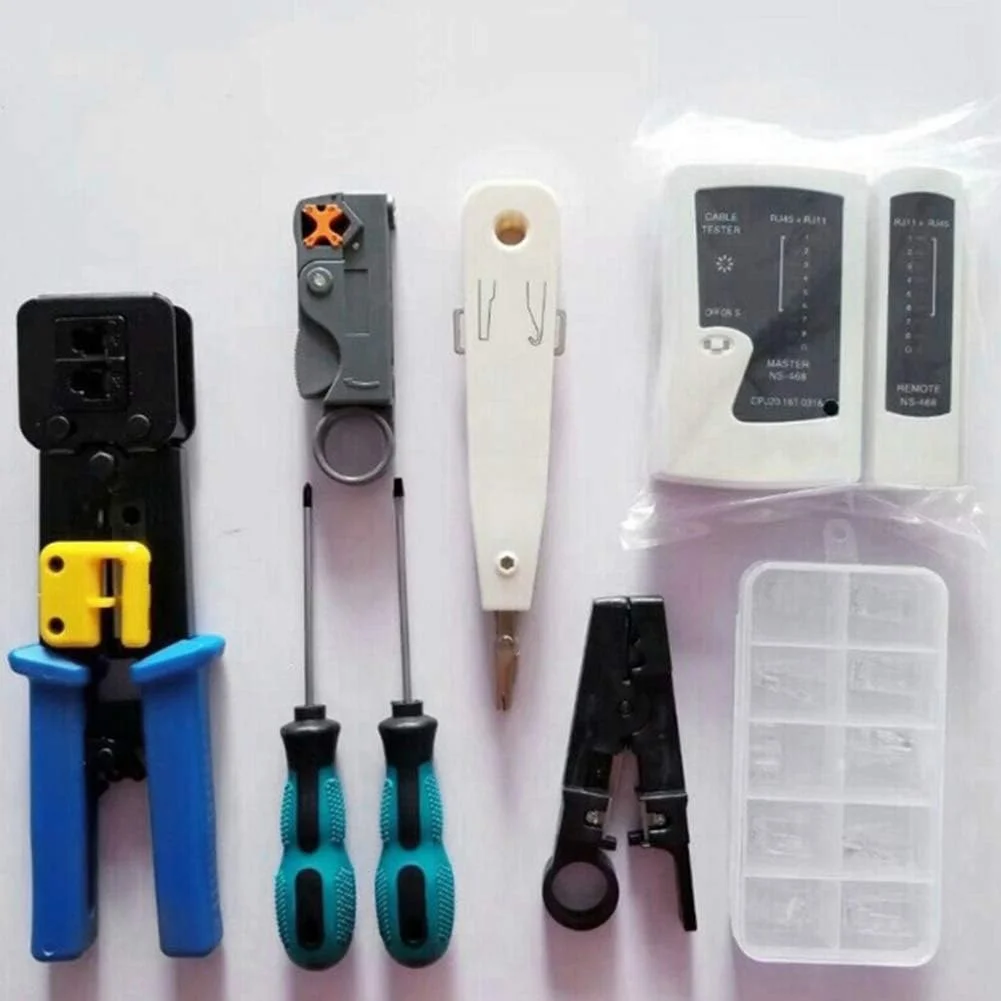 مجموعه ابزار تست شبکه 10 در 1 ARAST، کیت تعمیر ابزار شبکه قابل حمل تستر کابل شبکه، سیم لخت کن کابل LAN، انبر پرس، ابزار تعمیر خط LEOWE