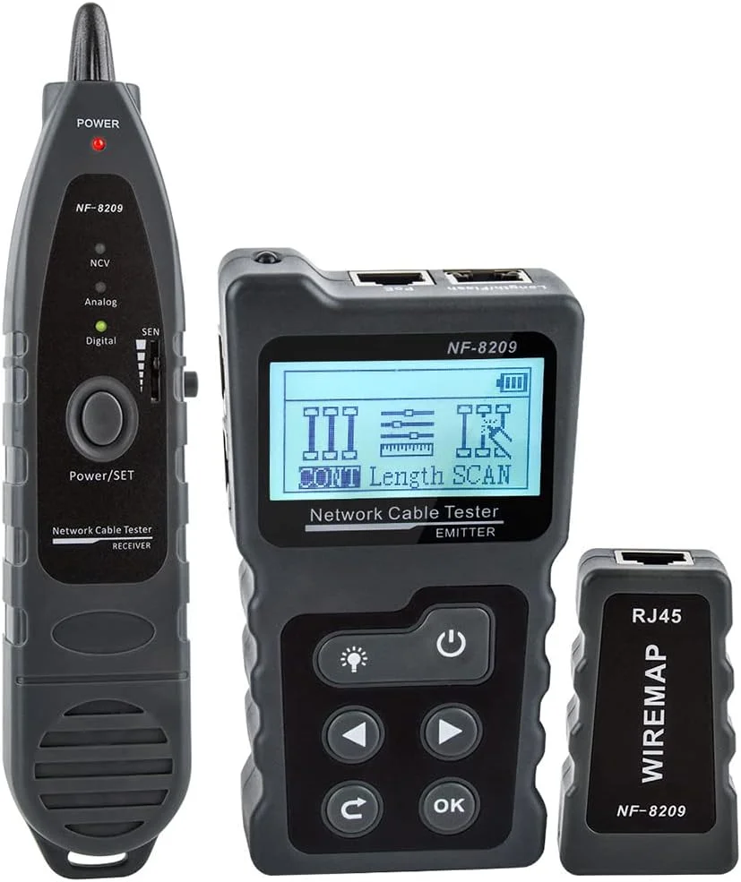 تستر کابل شبکه 4 در 1 با ردیاب کابل شبکه PoE و NCV برای CAT5e/CAT6/CAT6a، تستر کابل شبکه اترنت Poe با عملکرد TDR و عملکرد روشنایی