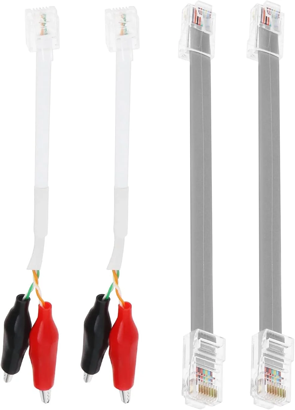 دو مجموعه کابل جایگزین برای تستر کابل شبکه LAN، کابل تست 16 سانتی متری خط تلفن با گیره های سوسماری کانکتور RJ11 RJ45