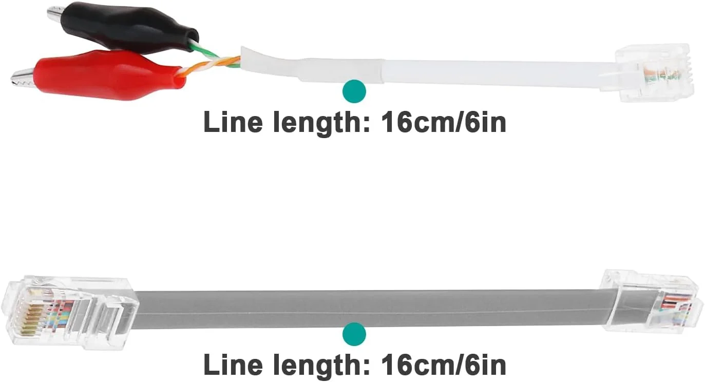 دو مجموعه کابل جایگزین برای تستر کابل شبکه LAN، کابل تست 16 سانتی متری خط تلفن با گیره های سوسماری کانکتور RJ11 RJ45